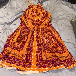 Urban Outfitters Orange and Purple Backless Dress